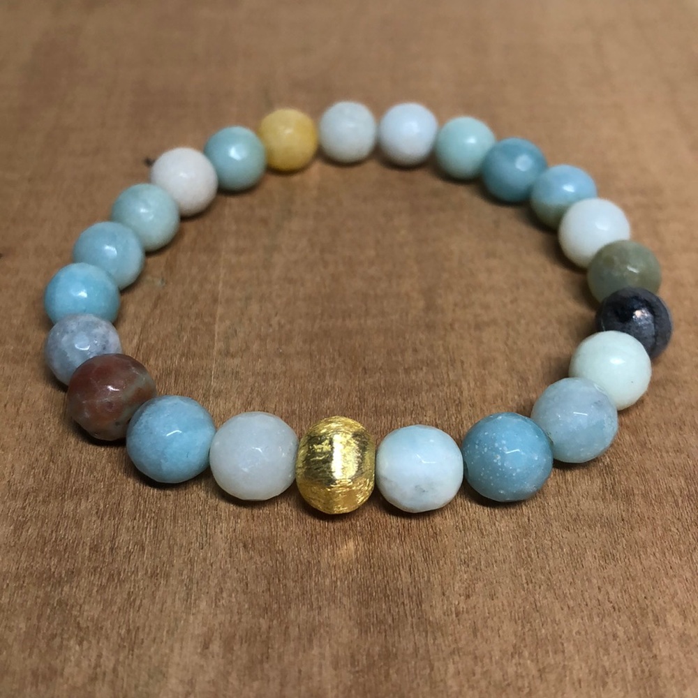 Jill Michael Aventurine w/22k gold bead bracelet